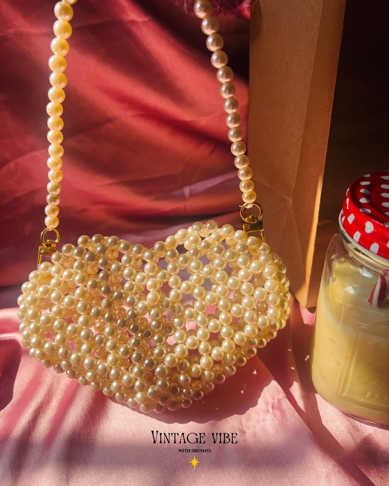 Your heart meets heart shape beaded bag 🤍😚